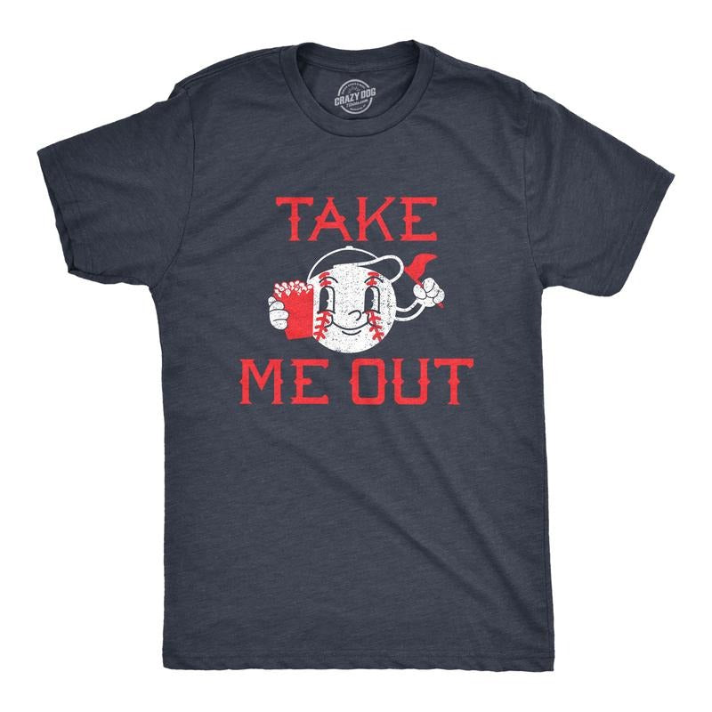 Mens Take Me Out T Shirt Funny Sarcastic Baseball Game Popcorn Graphic Tee For Guys Mens Funny T Shirts Cool Tees Soft...