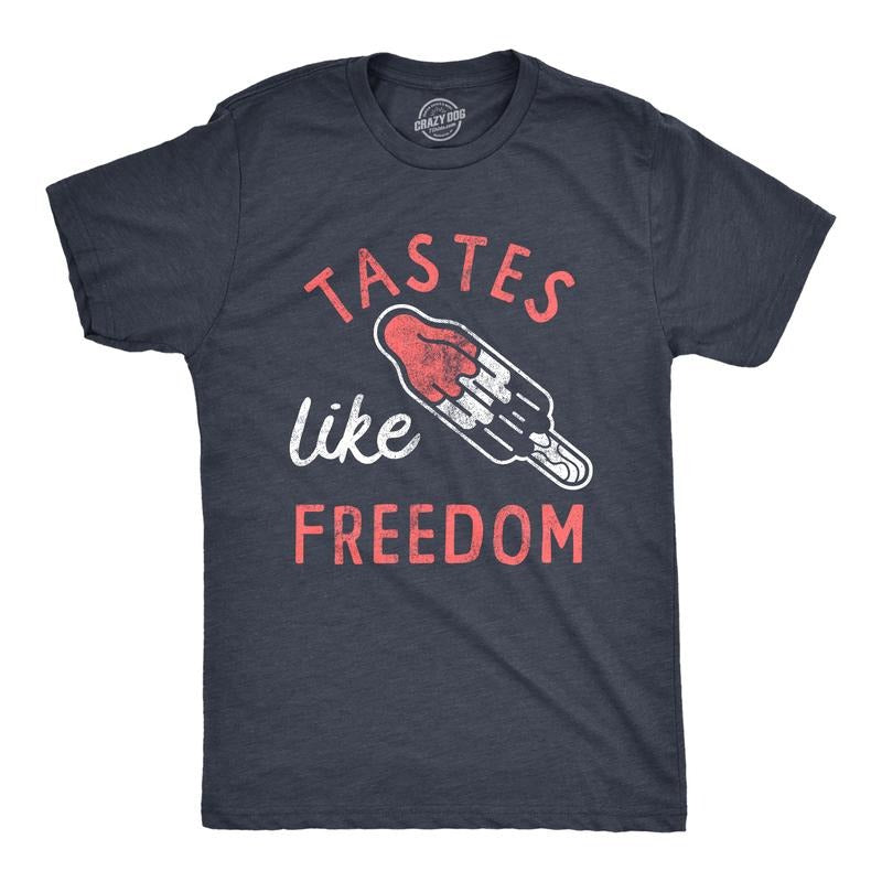 Mens Tastes Like Freedom T Shirt Funny Cool Fourth Of July Party Popsicle Tee for Guys Mens Funny T Shirts Cool Tees Soft...