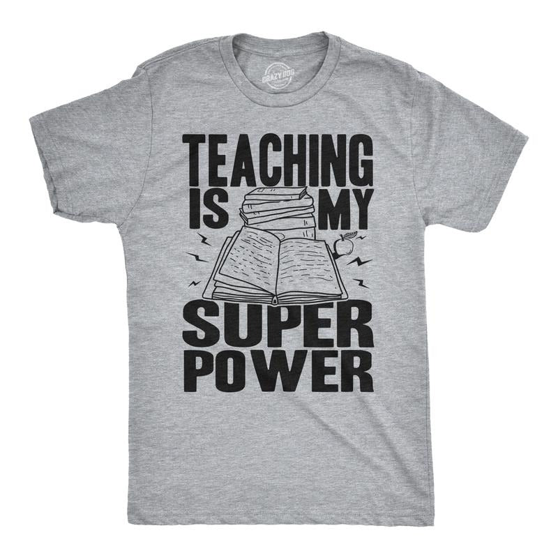 Mens Teaching Is My Superpower Funny Teacher Superhero Nerd T shirt Mens Funny T Shirts Cool Tees Soft Stylish Casual...