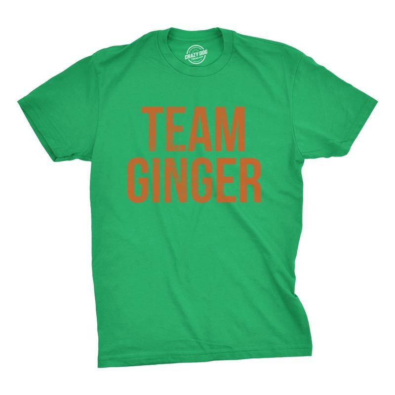 Mens Team Ginger T Shirt Funny Red Head St Saint Patricks Day Irish Tee For Guys Mens Funny T Shirts Cool Tees Soft...