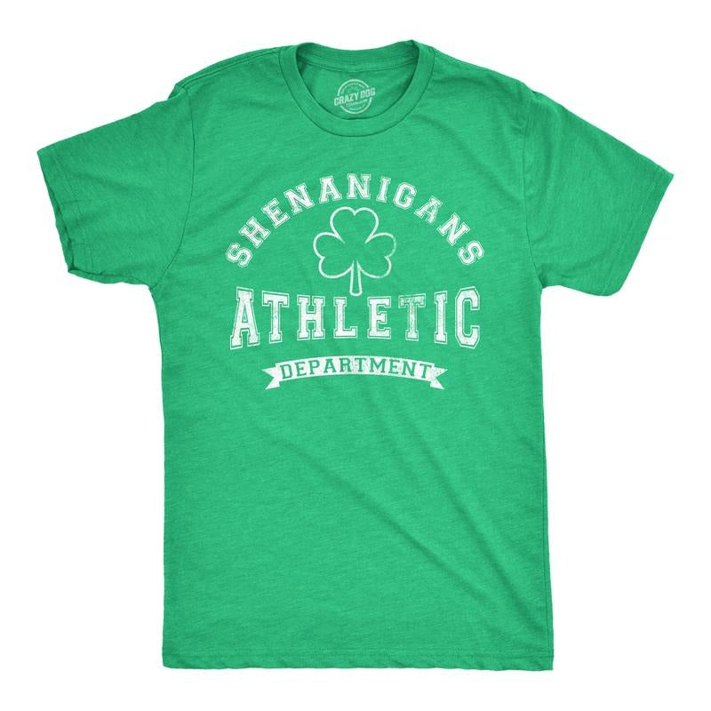 Mens Tee Shenanigans Athletic Department Funny St Patricks Day Graphic T Shirt Mens Funny T Shirts Cool Tees Soft Stylish...