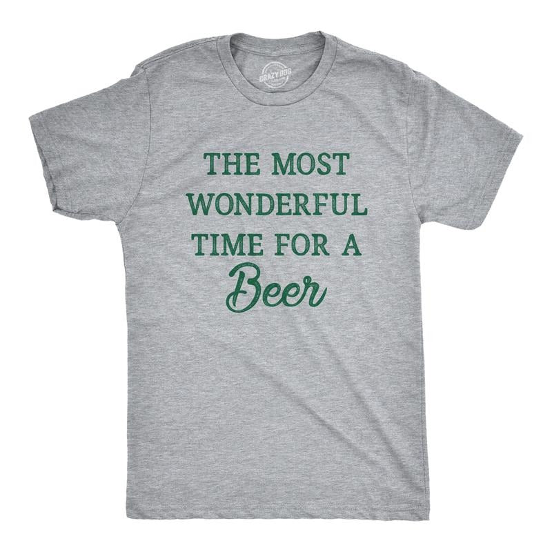 Mens The Most Wonderful Time For A Beer T Shirt Funny Xmas Drinking Ale Lovers Tee For Guys Mens Funny T Shirts Cool Tees...