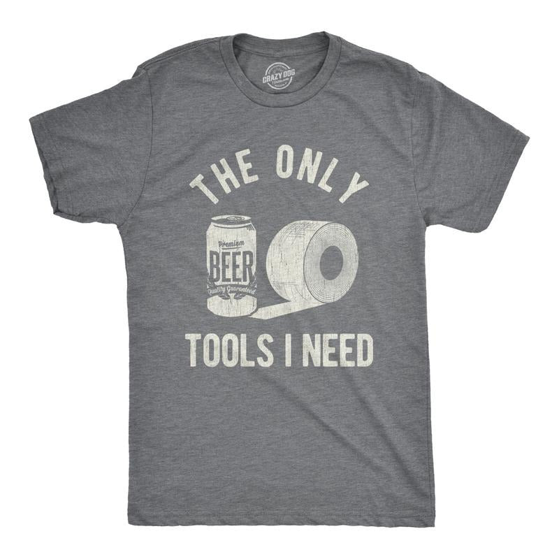 Mens The Only Tools I Need T Shirt Beer And Toilet Paper Tee Mens Funny T Shirts Cool Tees Soft Stylish Casual Menswear...