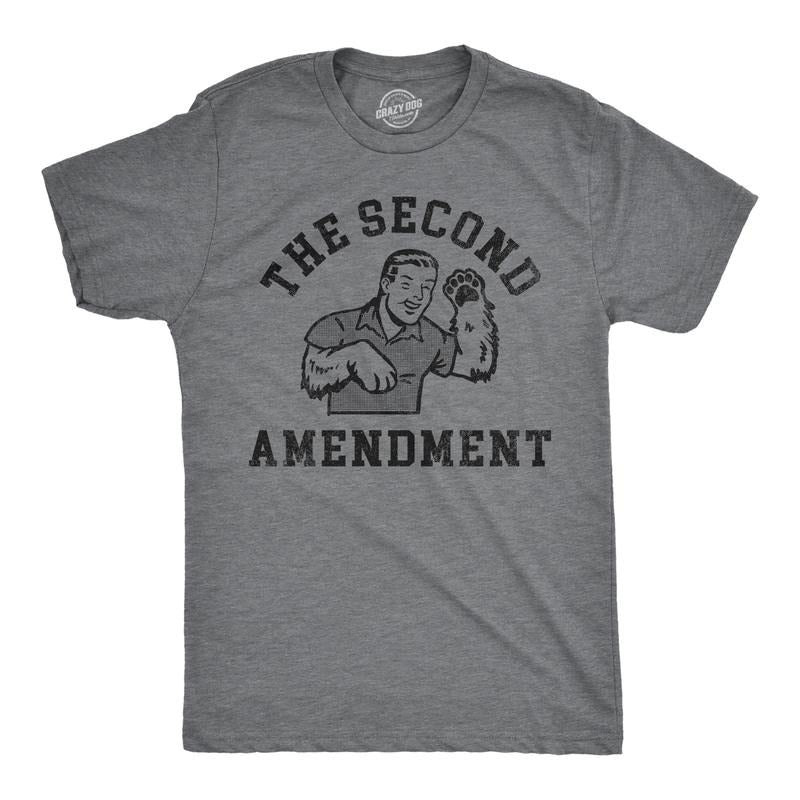 Mens The Second Amendment T Shirt Funny Bear Arms Pun Joke Tee for Guys Mens Funny T Shirts Cool Tees Soft Stylish Casual...