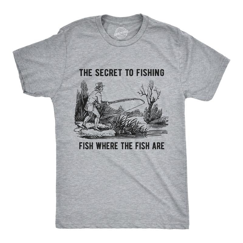 Mens The Secret To Fishing T Shirt Funny Fathers Day Fisherman Tee Mens Funny T Shirts Cool Tees Soft Stylish Casual...