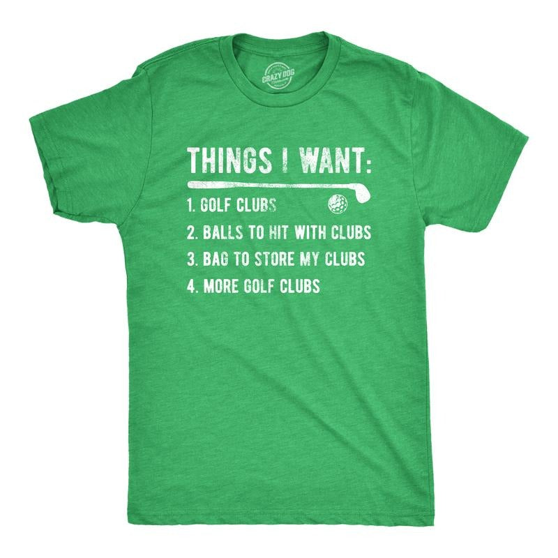 Mens Things I Want Golf T Shirt Funny Checklist Golfing Lovers Joke Tee For Guys Mens Funny T Shirts Cool Tees Soft...