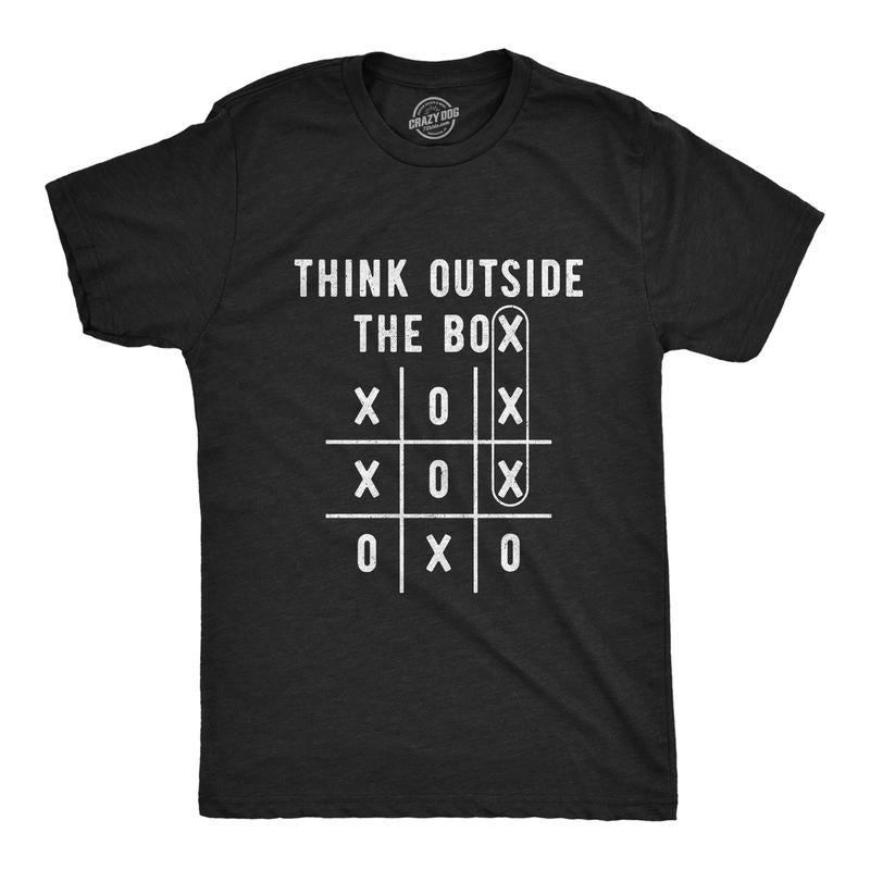 Mens Think Outside the Box Tic Tac Toe Tshirt Funny Clever Trick Board Game Graphic Tee Hoodie, Sweatshirt | TeeBloomCo.com