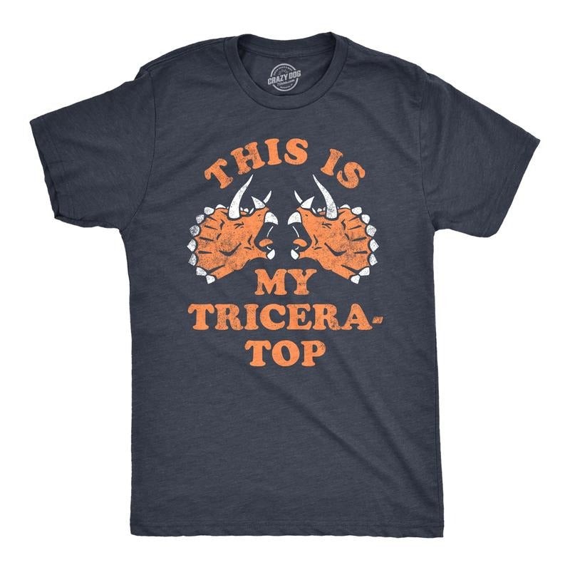 Mens This Is My Tricera Top T Shirt Funny Dinosaur Triceratops Joke Tee for Guys Mens Funny T Shirts Cool Tees Soft...