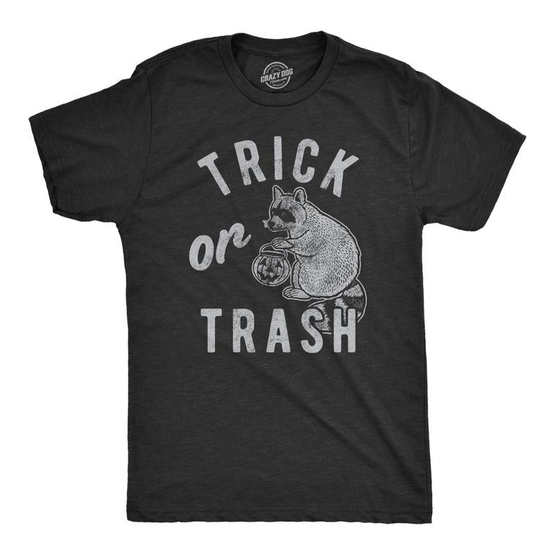 Mens Trick Or Trash T Shirt Funny Raccoon Trick Or Treat Halloween Novelty Tee Mens Funny T Shirts Cool Tees Soft Stylish...