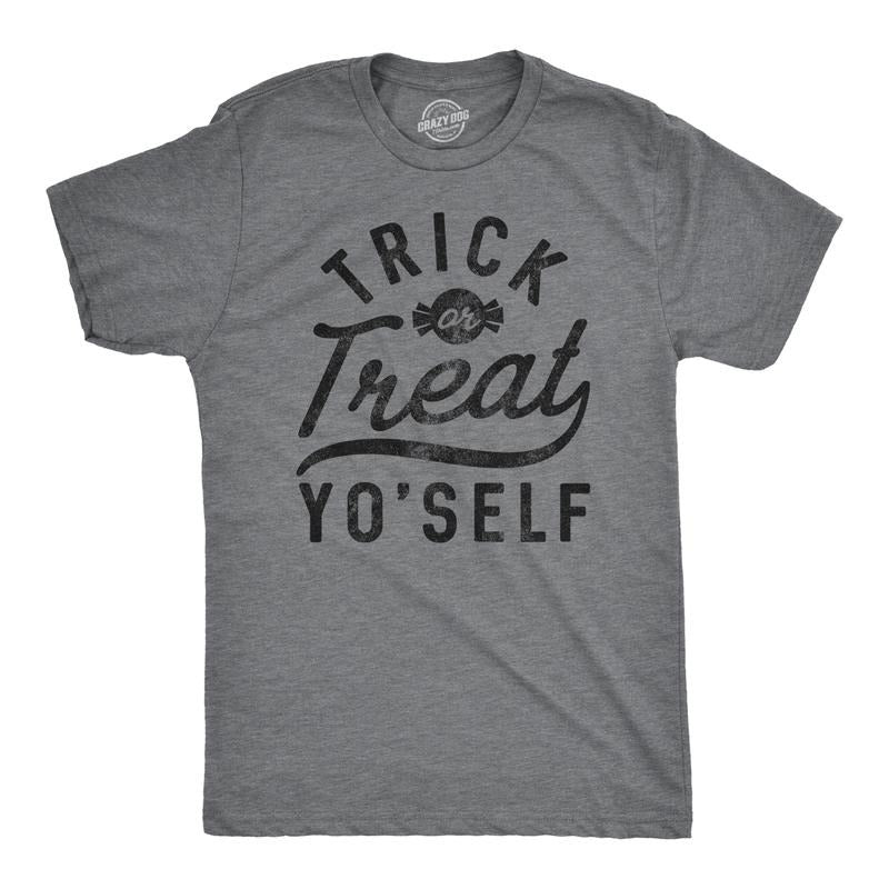 Mens Trick Or Treat Yo'self T Shirt Funny Halloween Tee Mens Funny T Shirts Cool Tees Soft Stylish Casual Menswear...