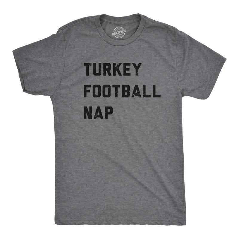 Mens Turkey Football Nap T Shirt Funny Thanksgiving Dinner Tee For Guys Mens Funny T Shirts Cool Tees Soft Stylish Casual...