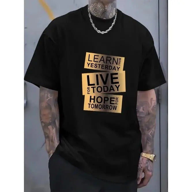 Mens Uplifting Quote Crew Neck Cotton T-Shirt - Soft, Comfortable, Slight Stretch, Machine Washable