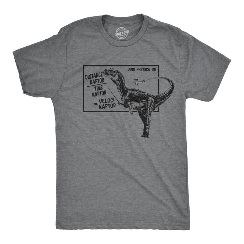 Mens Velociraptor T shirt Funny Physics Joke Raptor Dinosaur Novelty Saying Mens Funny T Shirts Cool Tees Soft Stylish...