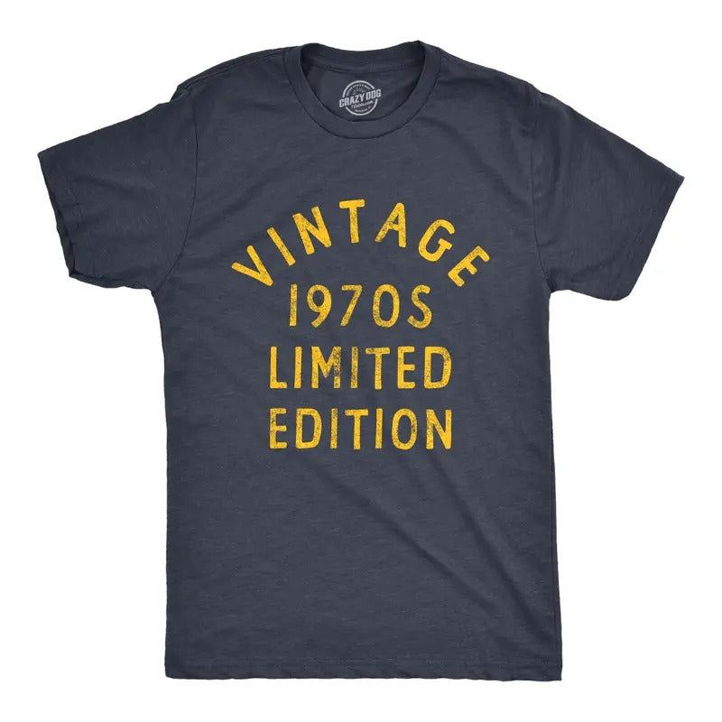 Mens Vintage 1970s Limited Edition T Shirt Funny Cool 1970 Theme Classic Tee for Guys Mens Funny T Shirts Cool Tees Soft...