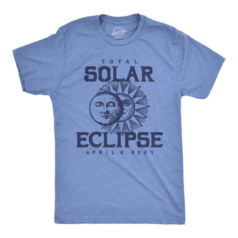 Mens Vintage 2024 Total Solar Eclipse Funny T Shirt Novelty Graphic Tee For Men Hoodie, Sweatshirt | TeeBloomCo.com