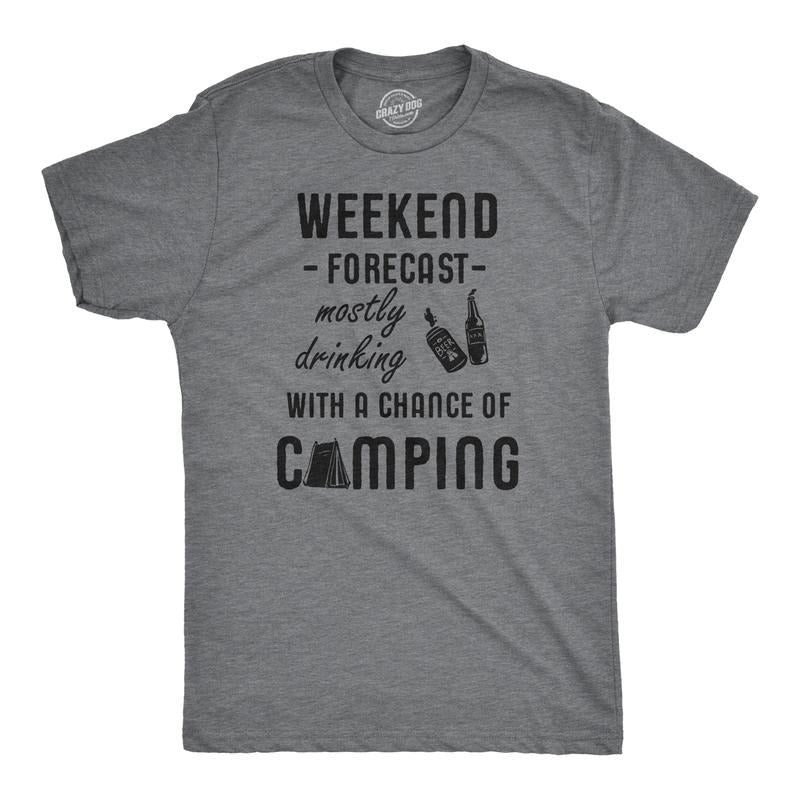 Mens Weekend Forecast Mostly Drinking With A Chance Of Camping T Shirt For Guys Mens Funny T Shirts Cool Tees Soft...