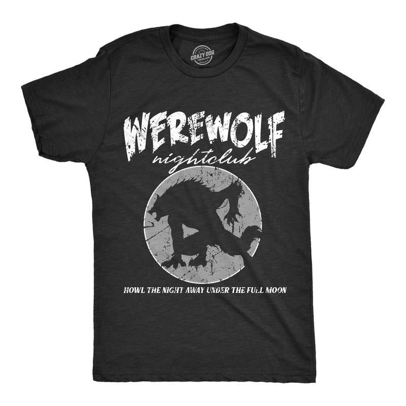 Mens Werewolf Nightclub T Shirt Funny Spooky Halloween Party Joke Tee For Guys Mens Funny T Shirts Cool Tees Soft Stylish...