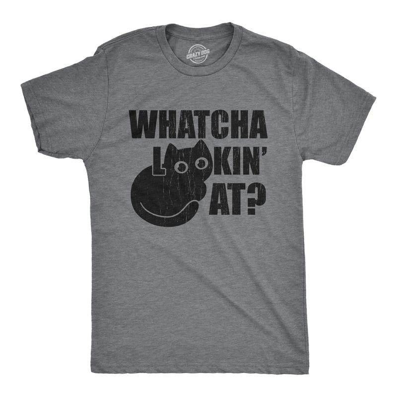 Mens Whatcha Lookin At T Shirt Funny Cute Kitten Eyes Stare Joke Tee For Guys Mens Funny T Shirts Cool Tees Soft Stylish...