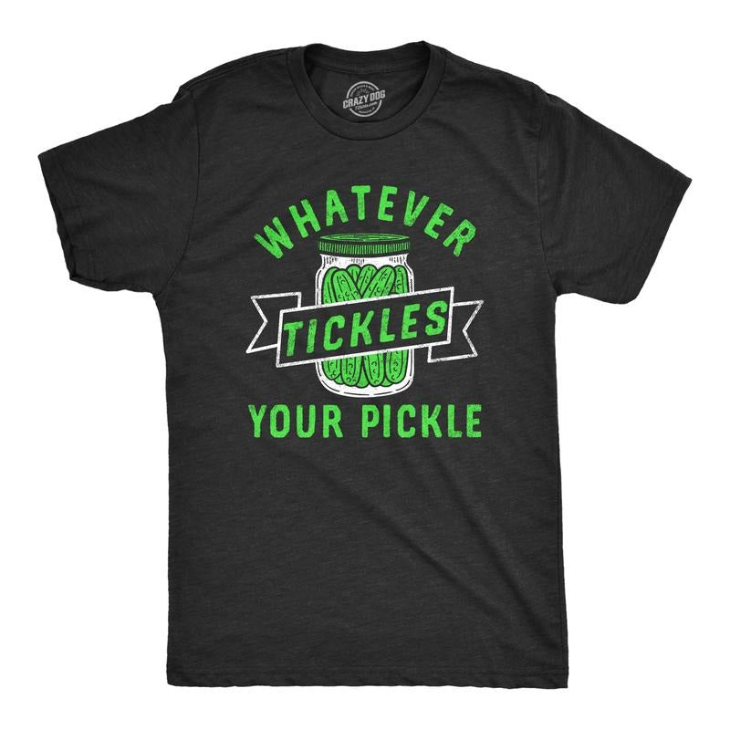 Mens Whatever Tickles Your Pickle T Shirt Funny Jar Of Pickles Saying Joke Tee For Guys Mens Funny T Shirts Cool Tees...