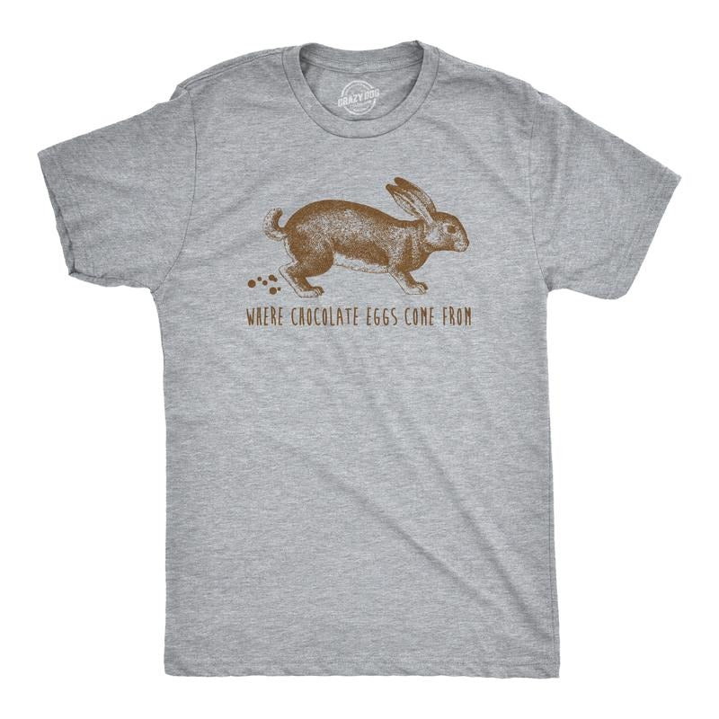 Mens Where Chocolate Eggs Come From T Shirt Funny Easter Bunny Joke Humor Tee Mens Funny T Shirts Cool Tees Soft Stylish...