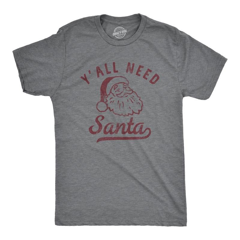 Mens Yall Need Santa T Shirt Funny Xmas Party Jesus St Nicholas Lovers Tee for Guys Mens Funny T Shirts Cool Tees Soft...