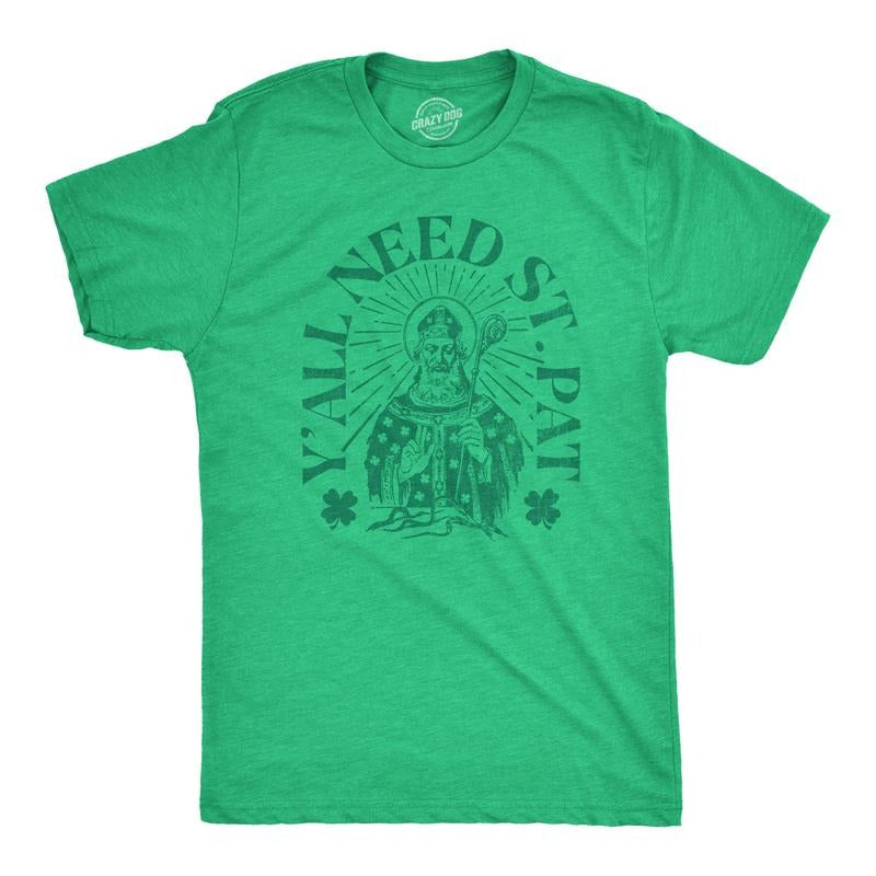 Mens Yall Need St Pat T Shirt Funny Saint Paddys Day Parade Lovers Tee for Guys Mens Funny T Shirts Cool Tees Soft...