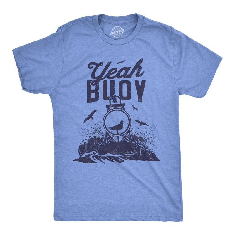 Mens Yeah Buoy T Shirt Funny Seagull Beach Vacation Tee Mens Funny T Shirts Cool Tees Soft Stylish Casual Menswear Funny...