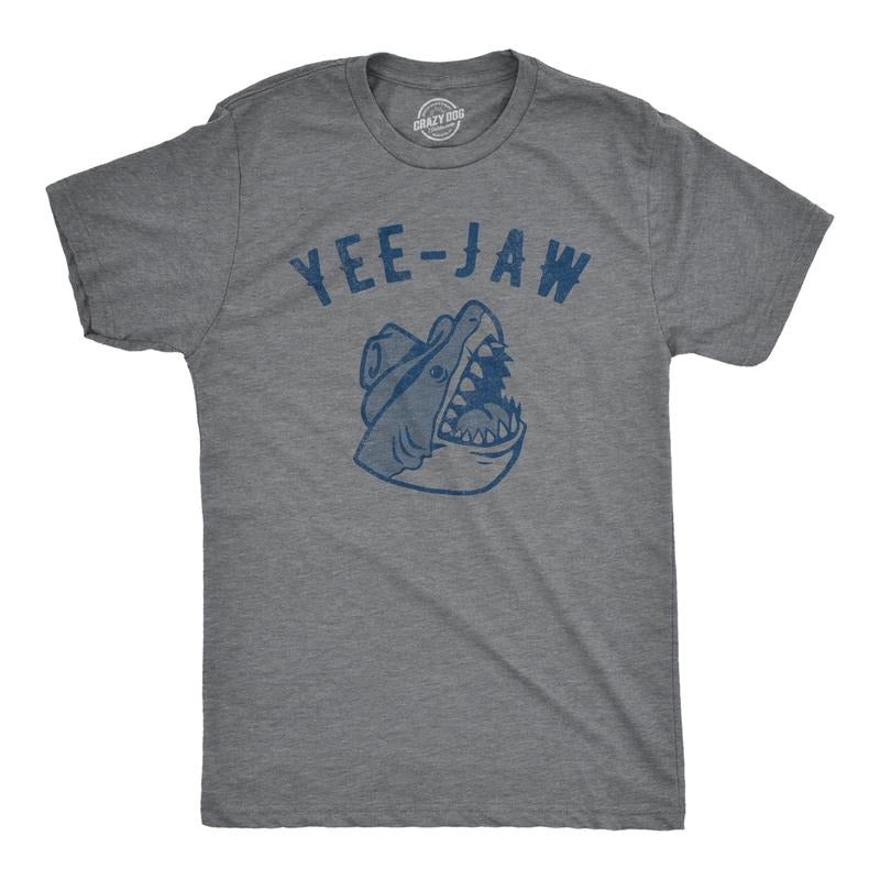 Mens Yee Jaw T Shirt Funny Southern Saying Shark Joke Tee For Guys Mens Funny T Shirts Cool Tees Soft Stylish Casual...