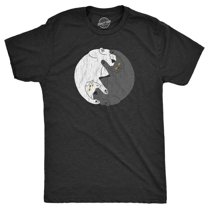 Mens Yin Yang Cats T Shirt Funny Kitten Lovers Light And Dark Tee For Guys Mens Funny T Shirts Cool Tees Soft Stylish...