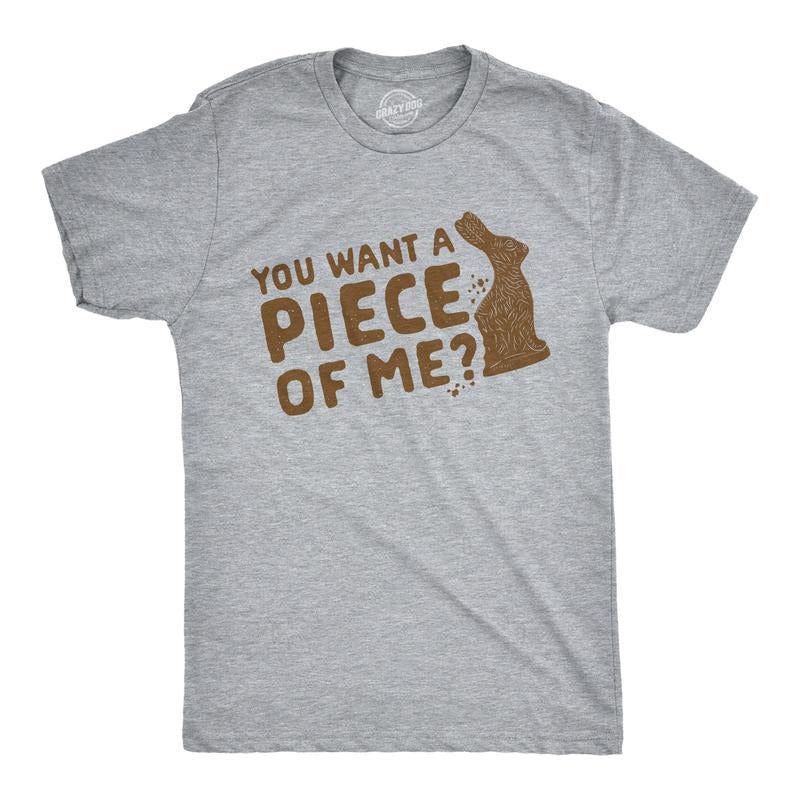 Mens You Want A Piece Of Me T Shirt Funny Chocolate Easter Bunny Tee Mens Funny T Shirts Cool Tees Soft Stylish Casual...