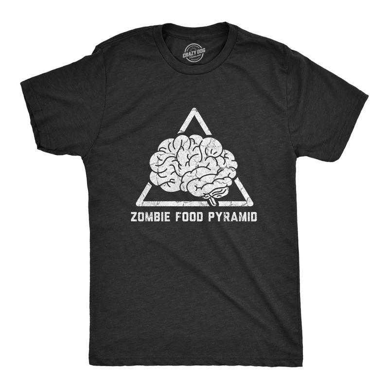 Mens Zombie Food Pyramid T Shirt Funny Undead Nutrition Tee For Guys Mens Funny T Shirts Cool Tees Soft Stylish Casual...