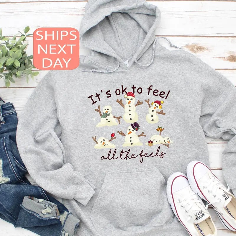 Mental Health Christmas Sweatshirt, It's Ok To Feel All the Feels, Oversized Christmas Sweatshirt, Christmas School...