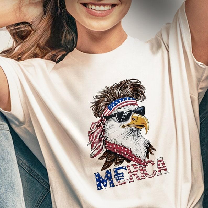 Merica Mullet Eagle Shirt 2024 USA trendy 4th fourth of July T-shirts Hoodie, T-shirt and sweater Sweatshirt | TeeBloomCo.com