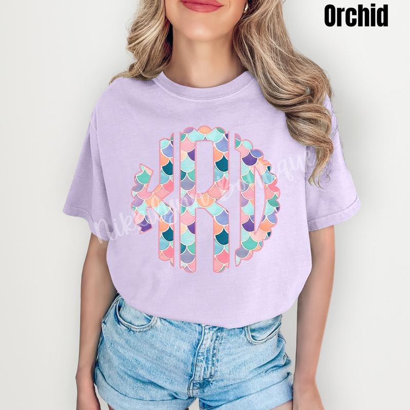 Mermaid Monogram Comfort Colors T-Shirt 'NLB' Hoodie, Sweatshirt | TeeBloomCo.com