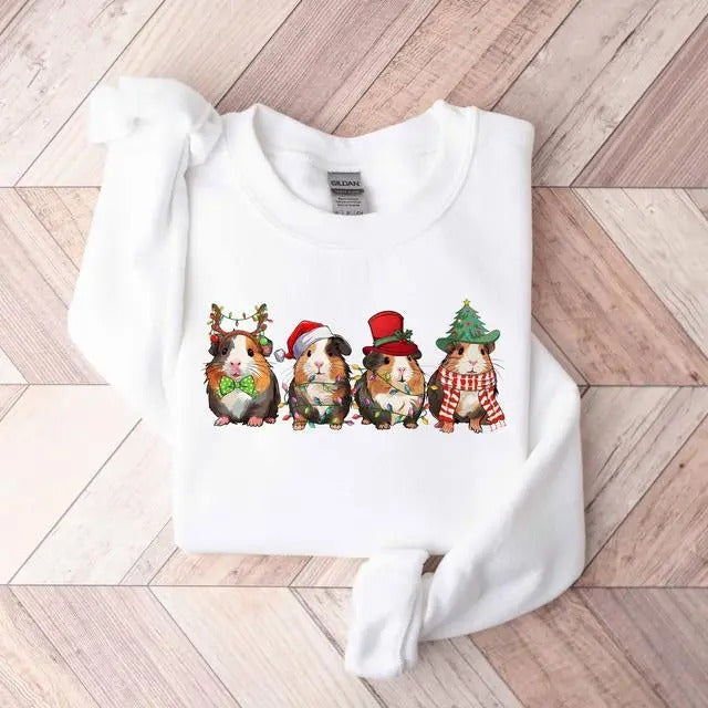 Merry Christmas Guinea Pig Family Sweatshirt, Cute Pigmas Christmas Family Sweatshirt T-Shirts, Hoodie | TeeBloomCo.com