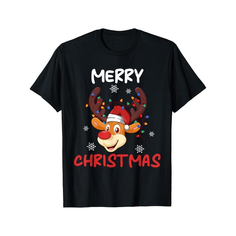 Merry Christmas Reindeer Family Matching T-Shirts - Soft Cotton, Comfort Fit for All Ages & Genders