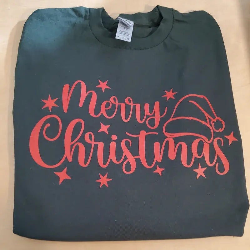 Merry Christmas Screen Print Transfer ONLY- This is NOT a T-Shirt Hoodie, Sweatshirt | TeeBloomCo.com