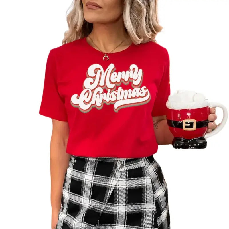 Merry Christmas Shirt Womenswear Top Streetwear Shortsleeve Hoodie, Sweatshirt | TeeBloomCo.com