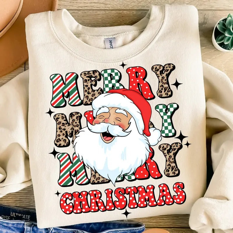 Merry Christmas Shirt, Santa Claus T-Shirt, Holiday Christmas Sweatshirt, Santa Christmas Clothing, Unisex Classic Cotton...