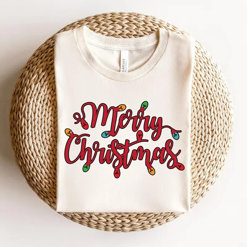 Merry Christmas Sweatshirt - Festive Holiday Season Pullover - Cozy Christmas Lights Sweater - Cute Xmas Apparel - Merry...