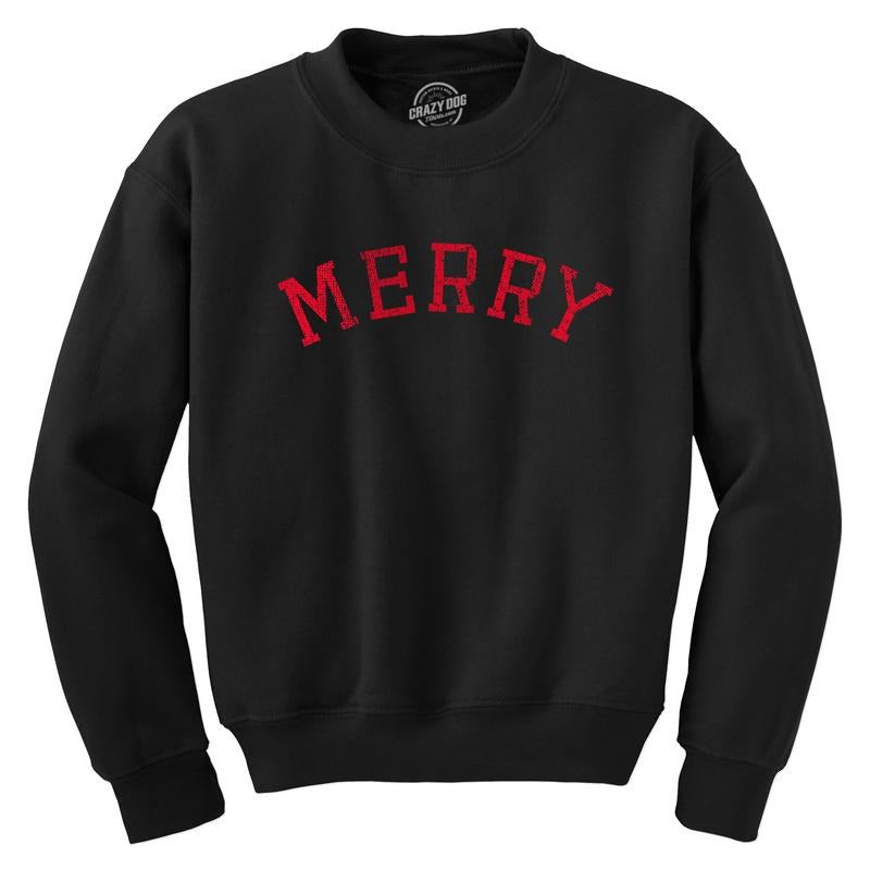 Merry Crewneck Sweatshirt Funny Cute Xmas Spirit Cheer Lovers Longsleeve Funny Sweater Christmas Crew Neck Novelty...