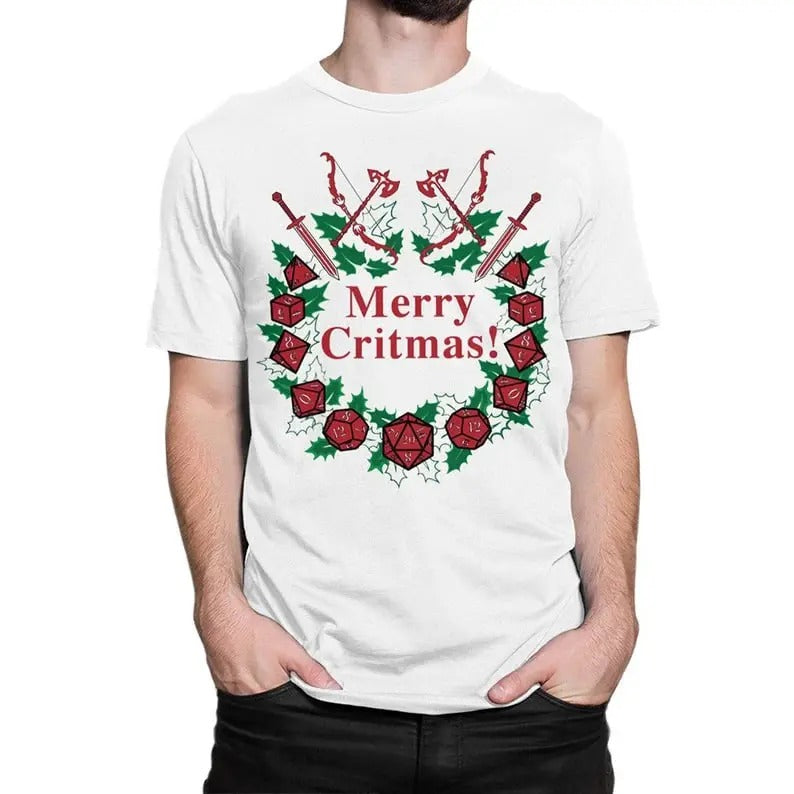Merry Critmas Dungeons and Dragons Christmas T-Shirt, DnD D&D Xmas Shirt Hoodie, Sweatshirt | TeeBloomCo.com