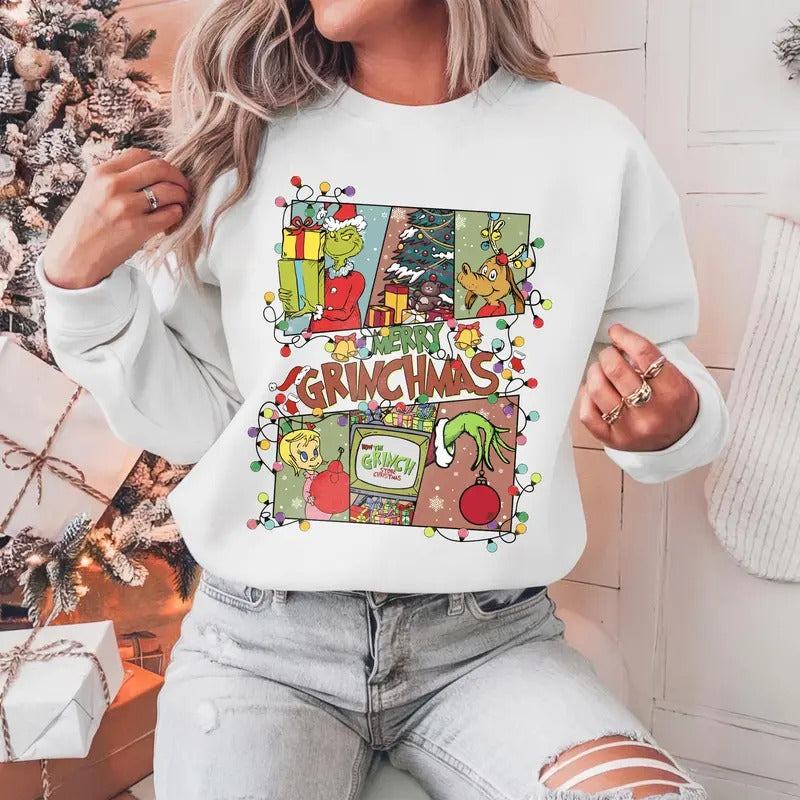 Merry Grinchmas Sweatshirt, Christmas Grinch Sweater, Grinch Hoodie, Christmas Holiday Shirt, Merry Christmas Shirt, Xmas...