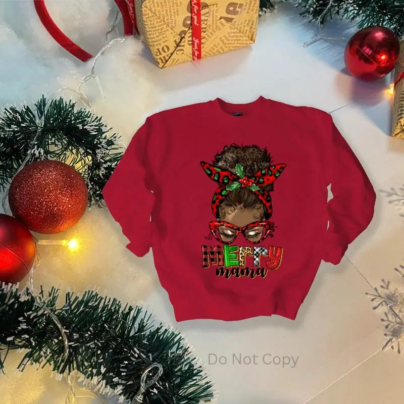 Merry Mama DTF Transfer ONLY - This is NOT a T Shirt Hoodie, Sweatshirt | TeeBloomCo.com