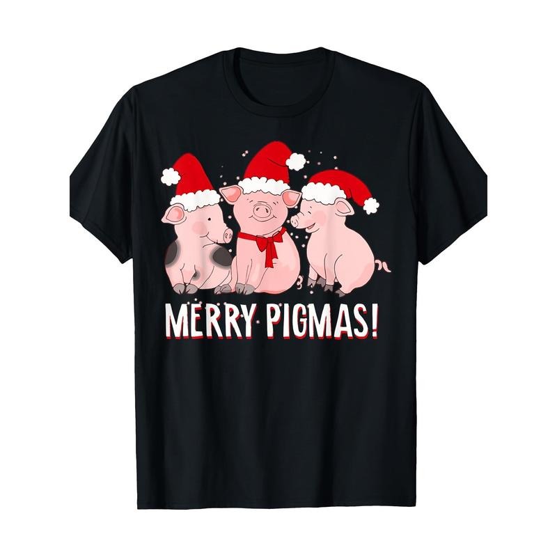 Merry Pigmas Funny Three Pigs Lover Christmas Farmers Tee T-Shirt-made in usa Hoodie, Sweatshirt | TeeBloomCo.com