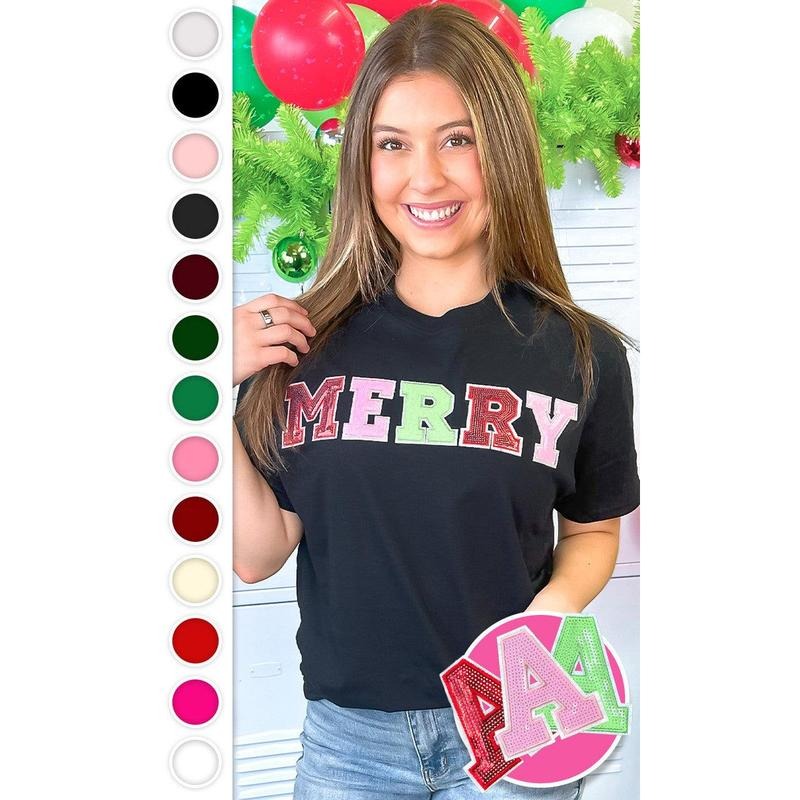 Merry Sequin Graphic T-Shirt Hoodie, Sweatshirt | TeeBloomCo.com