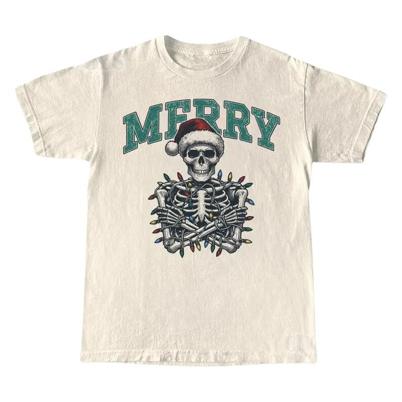 Merry Skeleton Shirt, Funny Christmas Shirt, Cute Spooky Season Tee Hoodie, Sweatshirt | TeeBloomCo.com