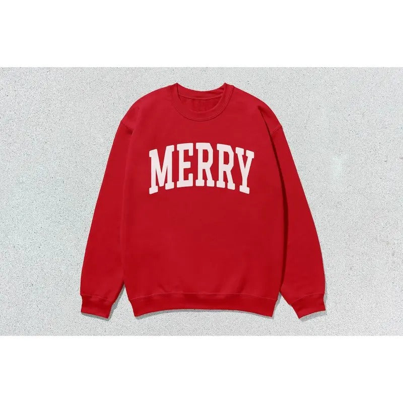 Merry Sweatshirt Collegiate Crewneck Sweater Unisex T-Shirts, Hoodie | TeeBloomCo.com