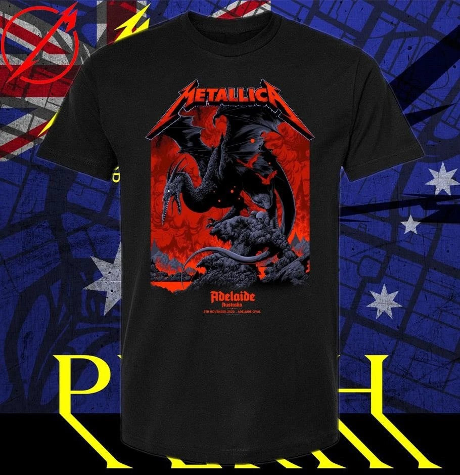 Metallica M72 Adelaide Pop-Up T-Shirt Ken Adelaide Australia Oval Taylor Design T-Shirt