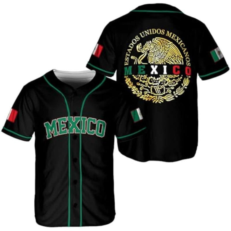 Mexico Baseball Jersey Shirts, Jersey De Mexico Flag Jersey for Men Women, Mexican Eagle Unisex Shirt Sports Gifts,...